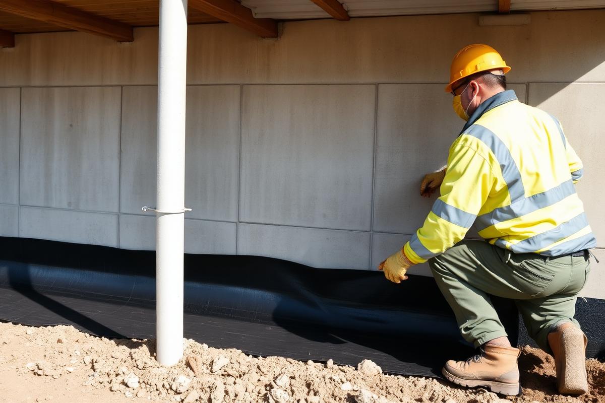 Foundation waterproofing membrane application
